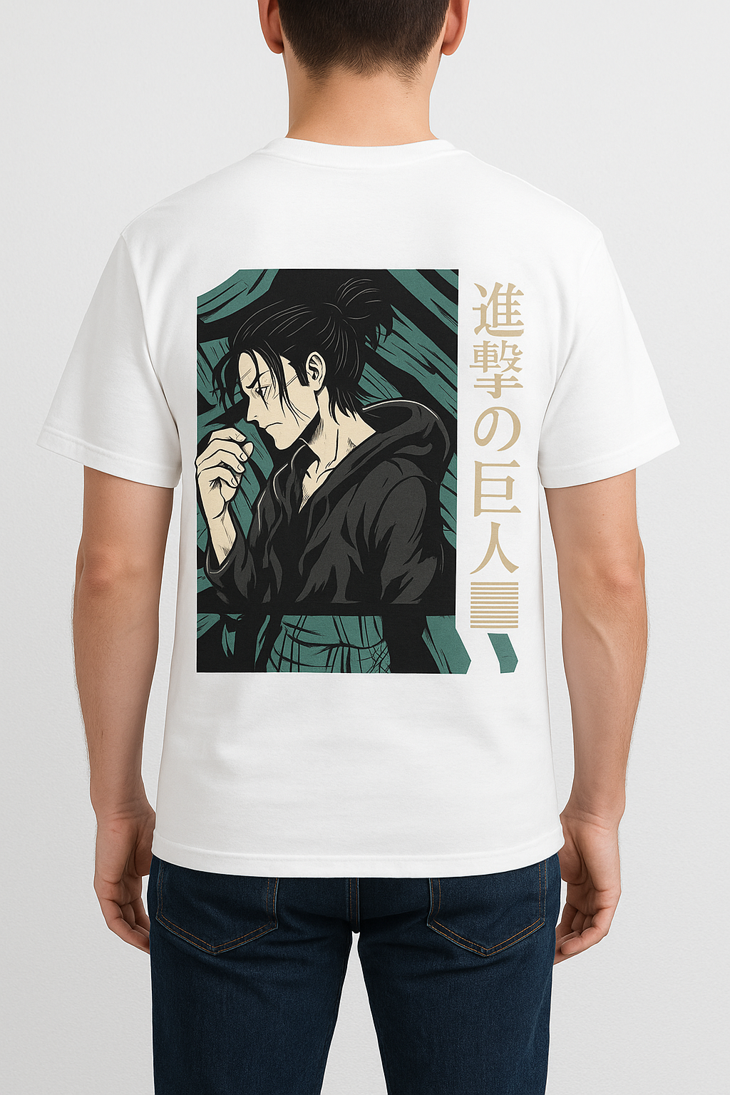 VastraThread Anime Graphic Print Oversized T-Shirt for Men – White | Cotton Half Sleeve Tee
