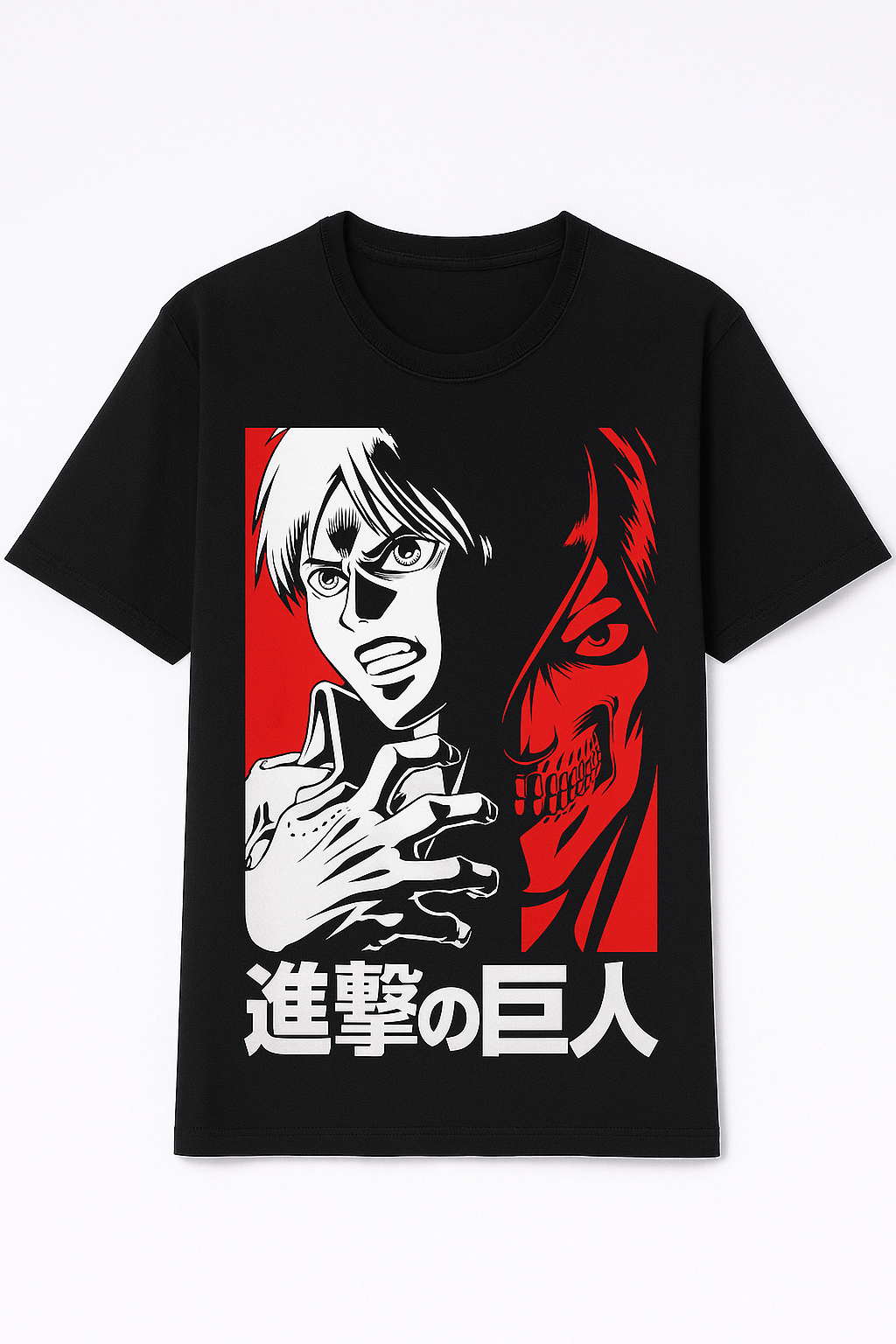 VastraThreds- Attack on Titan Anime T-Shirt – Eren Yeager Graphic Tee | Unisex Cotton Round Neck Black T-Shirt