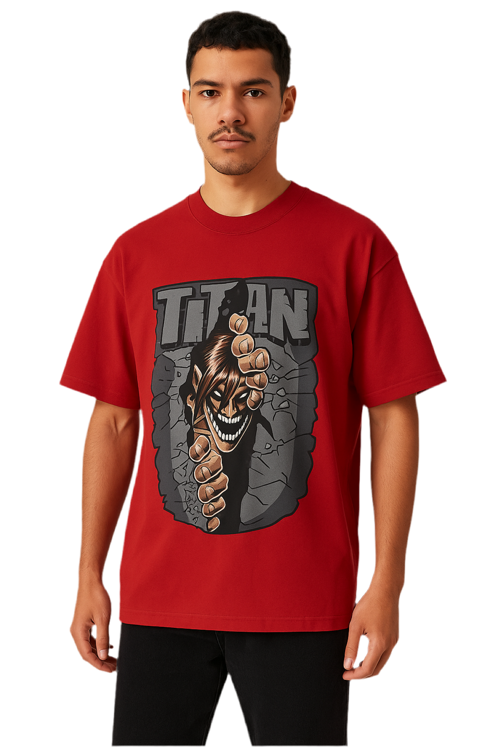 VastraThreds- Attack Titan Anime Graphic Oversized T-Shirt – Cotton Tee (Red)