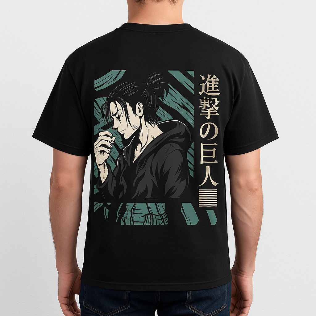 VastraThread Anime Graphic Print Oversized T-Shirt for Men – White | Cotton Half Sleeve Tee