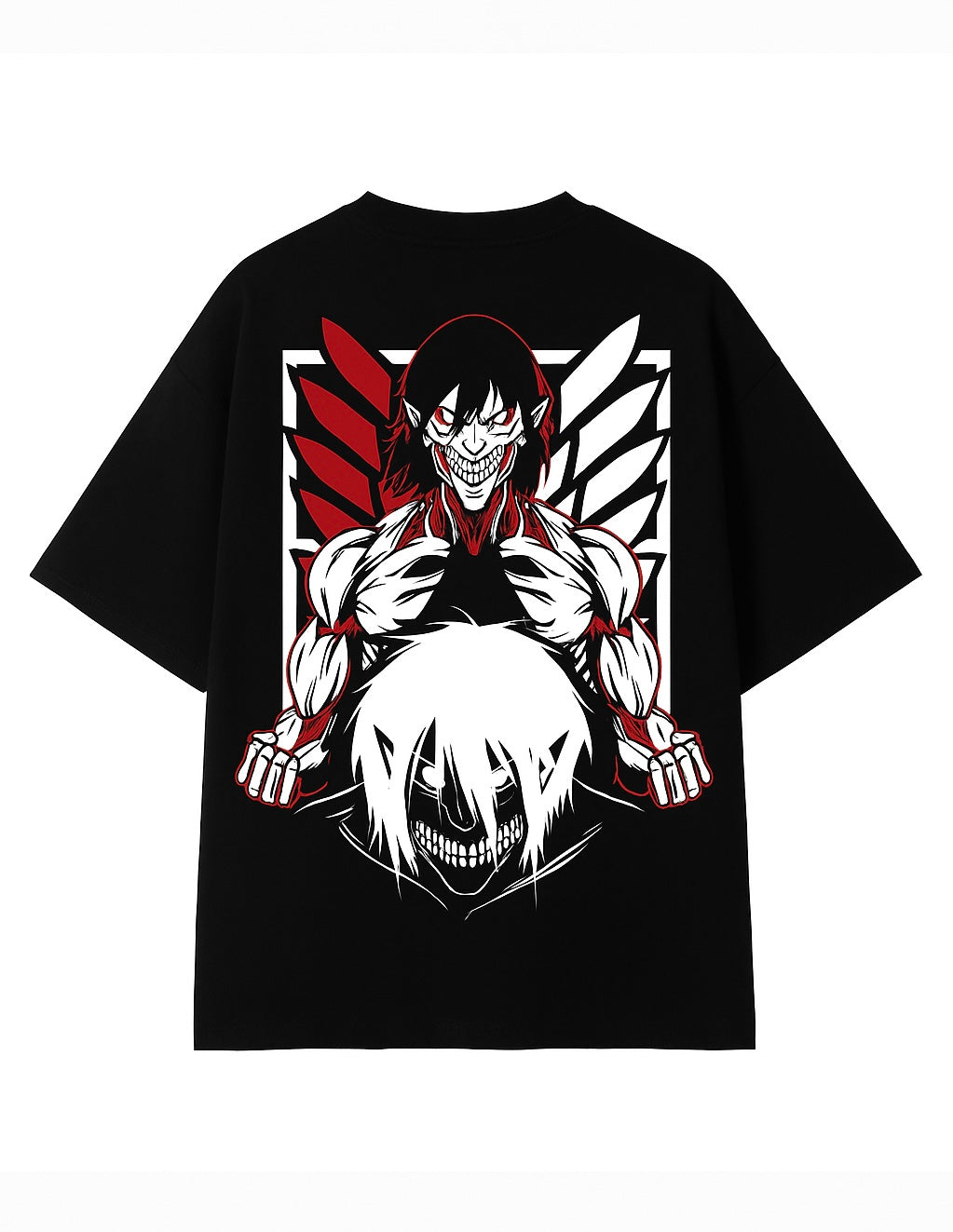 VastraThreds- Anime Titan Graphic Oversized T-Shirt – Japanese Streetwear Tee (Black)