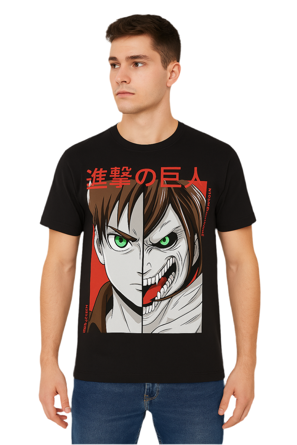VastraThread Attack Mode | Split-Face Eren Yeager Anime T-Shirt (Unisex)