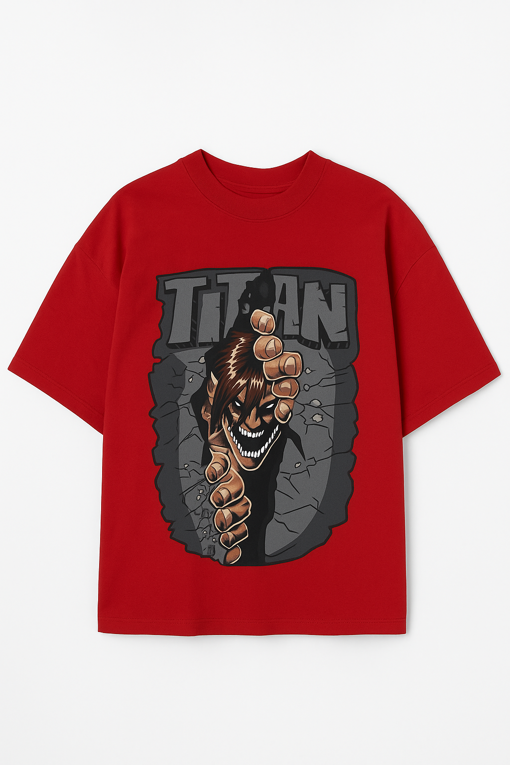 VastraThreds- Attack Titan Anime Graphic Oversized T-Shirt – Cotton Tee (Red)