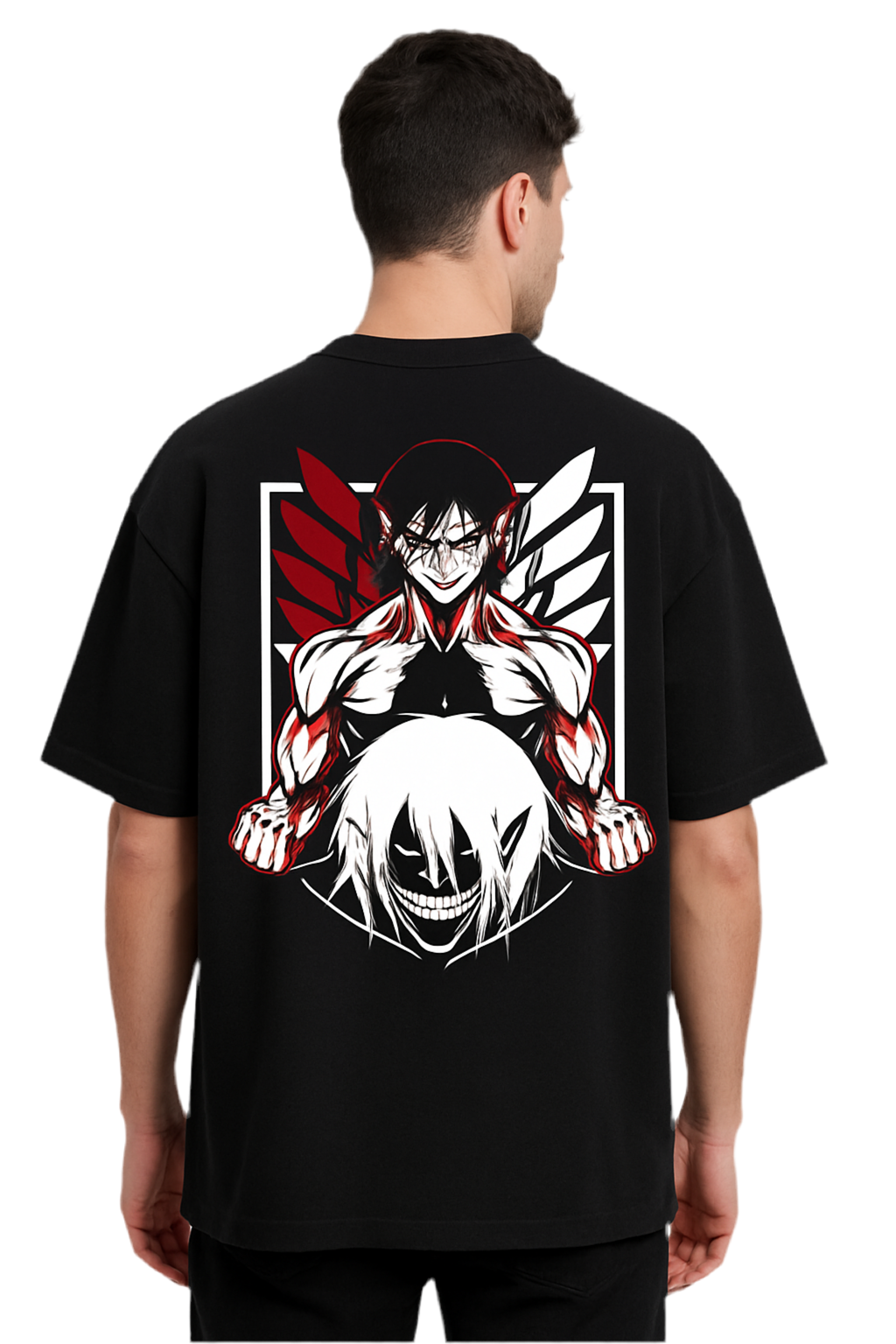 VastraThreds- Anime Titan Graphic Oversized T-Shirt – Japanese Streetwear Tee (Black)