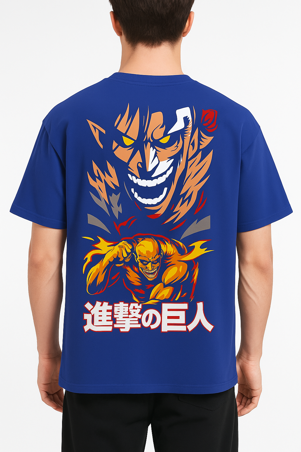 VastraThread - attack on Titan Anime Graphic T-Shirt – Eren Titan Form Design | Japanese Text | Unisex Casual Tee