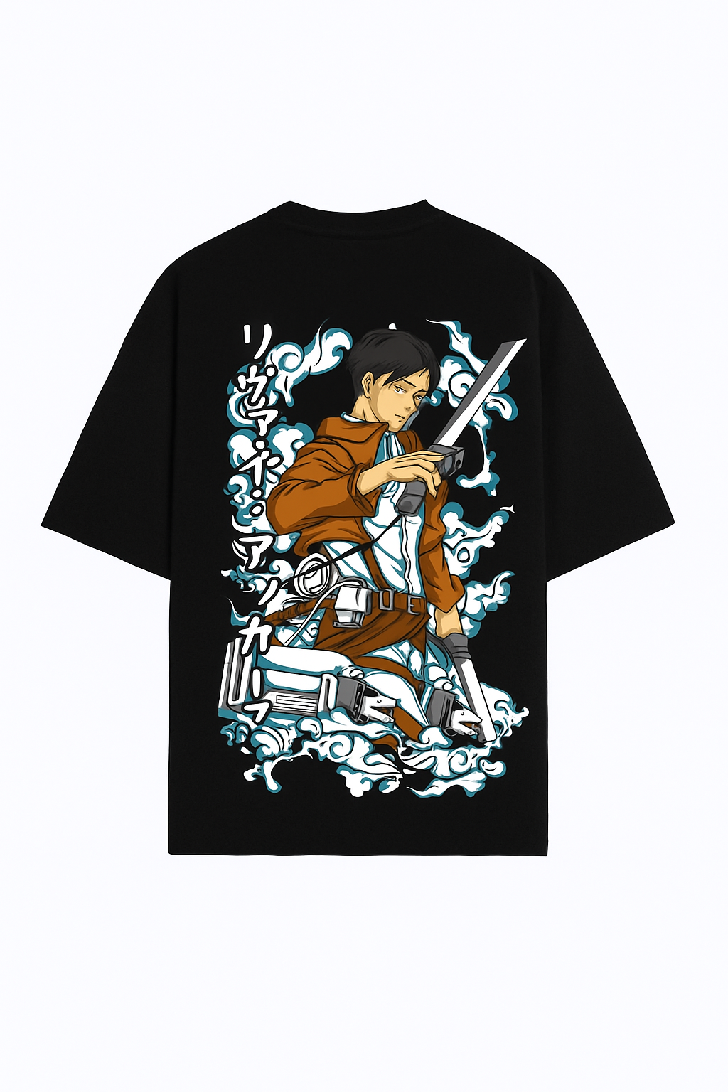 Vastrathreds- Anime Graphic T-Shirt for Men – Levi Ackerman Printed Oversized Tee – Attack-Inspired Streetwear