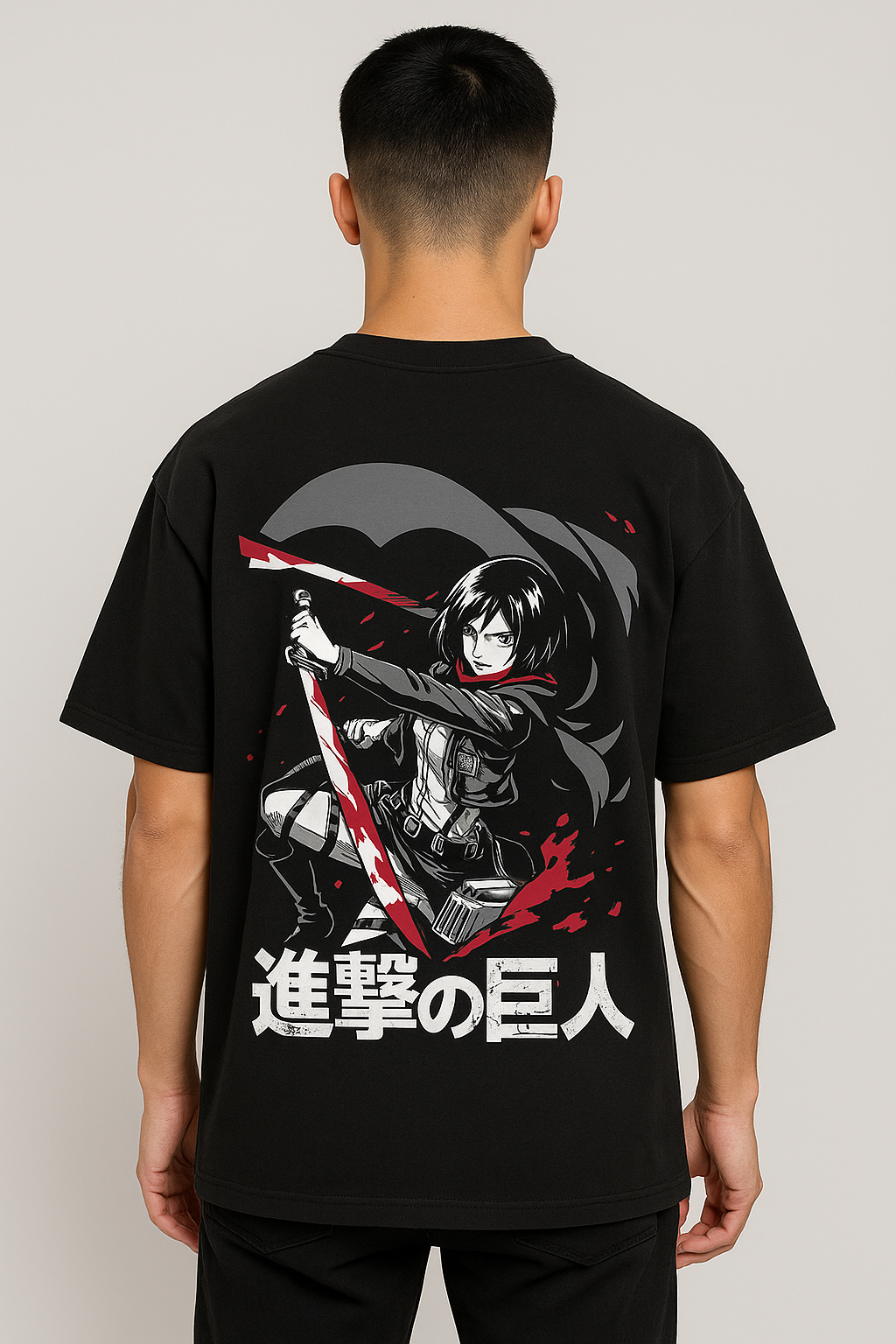 VastraThreds- Attack on Titan Oversized T-Shirt – Mikasa Ackerman Edition | Anime Graphic Tee